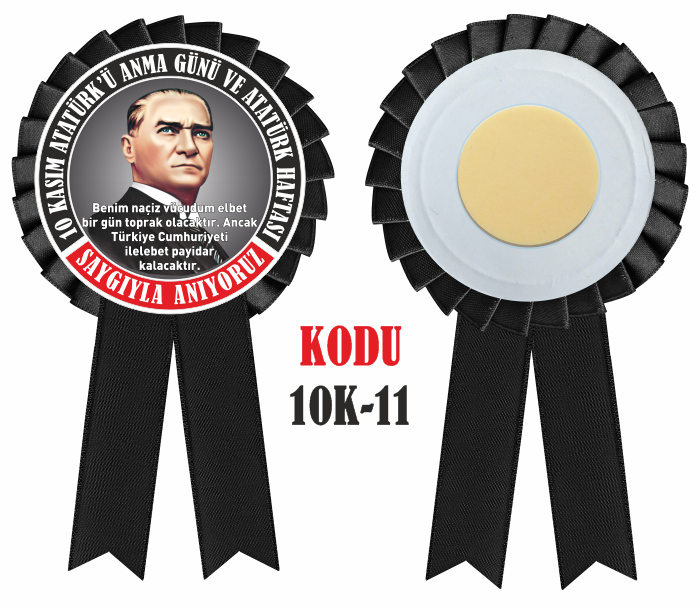 10 Kas�m Atat�rk'� Anma G�n� ve Atat�rk Haftas� Saten Yaka Kokart�