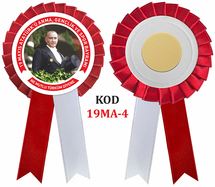 19 Mayıs Atatürk'ü Anma, Gençlik ve Spor Bayramı Saten Yaka Kokartı 19 Mayıs Atatürk'ü Anma, Gençlik ve Spor Bayramı Saten Yaka Kokartı