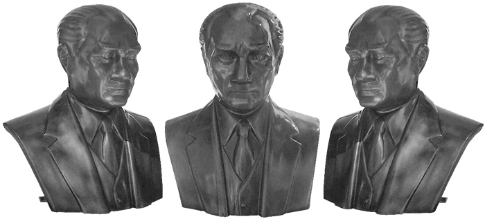 70 cm FRP Fiberglass Kravatlı Atatürk Büstü Gümüş Patine 70 cm FRP Fiberglass Kravatlı Atatürk Büstü Gümüş Patine