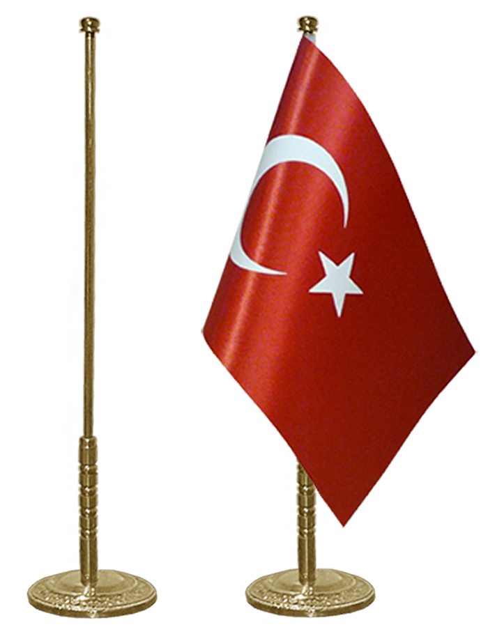 Pirinç Tekli Masa Bayrak Direği - Standart Döküm Pirinç Tekli Masa Bayrak Direği - Standart Döküm